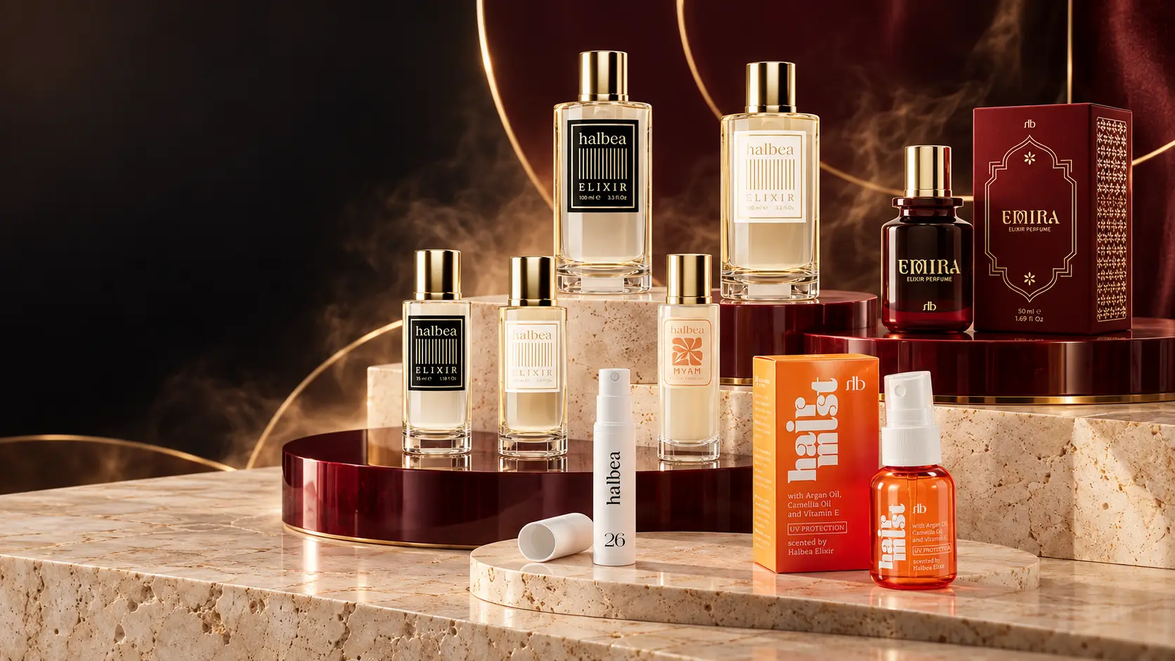 Collezione di profumi Halbea Elixir, fotografia JM Global Marketing